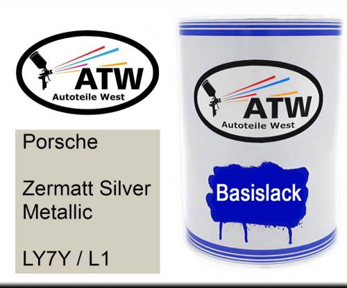 Porsche, Zermatt Silver Metallic, LY7Y / L1: 500ml Lackdose, von ATW Autoteile West.